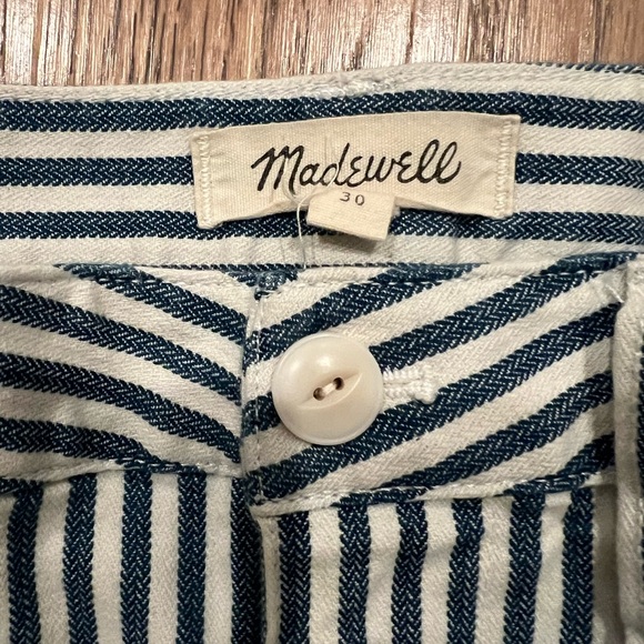 Madewell Emmett Wide-Leg Crop Pants in Herringbone Railroad Stripe Size 30 EUC - Picture 4 of 7
